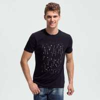 FARINO法雷诺 2012春夏 深蓝色棉+氨纶男装烫钻短袖T恤 TA-2A100深蓝54