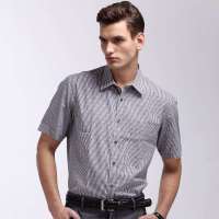 FARINO法雷诺2012春夏紫白格丝光棉短袖衬衣HA-2A05浅紫16.5