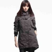 sdeer圣迪奥专柜正品牛角扣收腰实用棉服2481955德国灰/87(M)