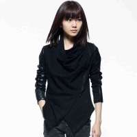 sdeer圣迪奥专柜正品不规则拼接斜襟外套2382209黑色/91(L)