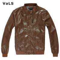 VaLS男装立领pu皮衣皮夹克潮男时尚外套男050100011(土黄色/M)