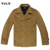 VaLS男装韩版个性左拉链呢子大衣时尚男士休闲风衣050300008(黄色/M)