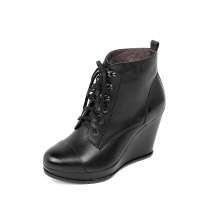 Bata/拔佳2012冬季黑色打蜡牛皮女鞋AXB45D黑色34