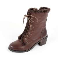 BELLE/百丽2012冬季棕色牛皮女中靴 2919-5棕色35
