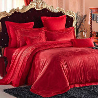 堂皇家纺/TEVEL 仿丝棉提花大红绣花婚庆多件套床品 圆舞池六件套(红)200*180