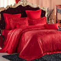 堂皇家纺/TEVEL 仿丝棉提花大红绣花婚庆多件套床品 圆舞池十件套(红)200*150