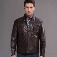 柒牌 男装时尚休闲仿皮夹克衫E99K200573 (棕色/180)