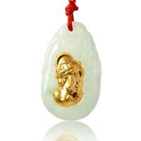 诺曼诺兰金镶玉999千足纯金镶天然翡翠A货吊坠招财貔貅