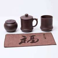 汉典正品紫砂茶具-吉祥三宝-笔筒茶叶罐茶杯(工艺礼品,家居商务办公礼品)