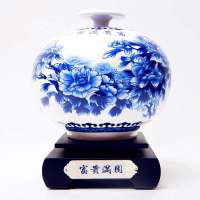 腾达 富贵满园(小天地方圆青花赏瓶)(工艺礼品,家居装饰商务办公礼品)