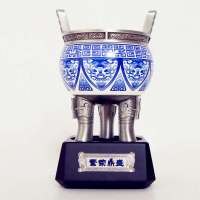 腾达 繁荣鼎盛青花鼎（工艺礼品、家居装饰商务办公礼品摆件）