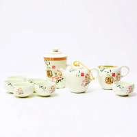 真如  红运芍药富贵9入功夫半组陶瓷茶具（工艺礼品，家居装饰商务办公礼品）