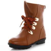 皮尔世绅金属扣系带装饰头层牛皮内增马丁靴A929055棕色38码