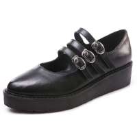 Caerphilly卡芙琳时尚复古松糕厚底女式鞋单鞋子CLD269-1 黑色36