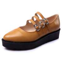 Caerphilly卡芙琳时尚复古松糕厚底女式鞋单鞋子CLD269-1 驼色35