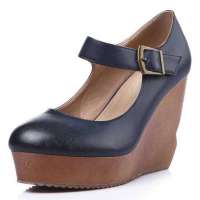 Caerphilly卡芙琳时尚英伦风复古坡跟单鞋女式鞋子CLD17-2 蓝色36