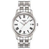 天梭TISSOT经典系列石英男表 T033.410.11.013.01 钢带白色圆形表盘商务休闲