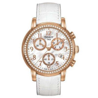 天梭TISSOT韵驰系列镶钻计时玫瑰金 皮带女表 T050.217.36.112.01