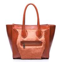 JUST STAR欧时纳幻影若梦系列兔毛配PU蝙蝠款两用包 553橙红色