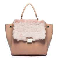 JUST STAR欧时纳幻影若梦系列兔毛配PU蝙蝠款两用包 552肉粉色