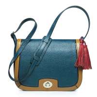 NUCELLE纽芝兰女王法则系列头层牛皮撞色斜挎包 347娇嫩红