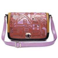 JUST STAR欧时纳淡墨剪影系列剪纸铆钉撞色斜挎包 574暧昧红