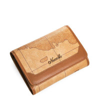 NUCELLE纽芝兰旅行家系列女士地图竖款钱包  070084浅咖啡