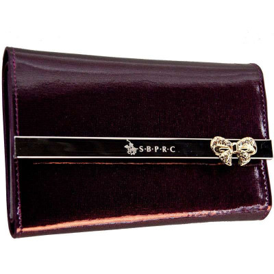 S.B.POLO/圣大保罗女士短款紫色牛皮钱包 蝴蝶钻E9902-62S