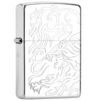 ZIPPO打火机  SC1985 三面环绕蚀刻 虎虎声威 镀银ZP24198-B