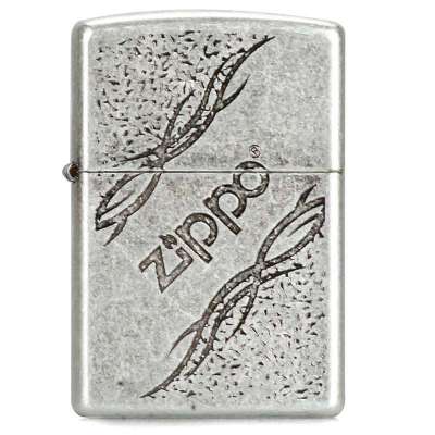 ZIPPO打火机  SC1968 两面加工波浪纹身图案2072S 仿古银