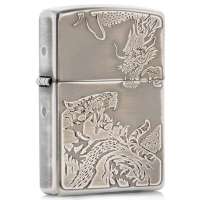 ZIPPO打火机  SC1948 龙争虎斗 熏黑镀铬