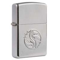 ZIPPO打火机  21035 浮雕龙花砂镀铬反凸冲压