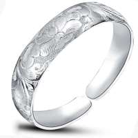 唯一(Winy)999千足银手镯 银手镯 花开牡丹精品系列39-40克 配送权威证书 060SZ4