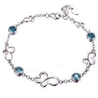 唯一(Winy)蝶の舞动 925纯银手链 蓝色  配精美礼盒 083SL28