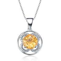 BOFIEER宝菲尔925银镶彩宝之天然黄水晶满钻蝶舞吊坠送意大利进口银项链一条(助财运)ED0040