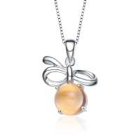 BOFIEER宝菲尔925银镶彩宝之天然黄水晶光面爱情结吊坠-送925银项链一条(ED0041)