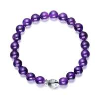 BOFIEER宝菲尔天然紫水晶时尚福祐鱼泰银手链-8mm (ES0049)