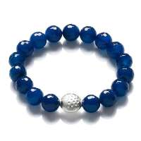 BOFIEER宝菲尔天然冰种角度蓝玛瑙925银俏皮鱼时尚手链-10mm(ES0052)