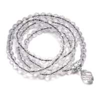 BOFIEER宝菲尔天然AAA级白水晶角度多层时尚百搭手链6MM(ES0100)