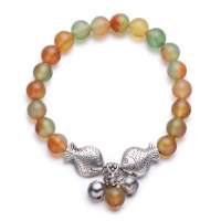 BOFIEER宝菲尔天然孔雀玛瑙亲吻鱼个性手链-8mm(ES0102)