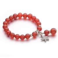 BOFIEER宝菲尔天然红玛瑙藏银海星一世情缘百搭手链(ES0104)