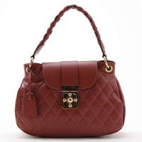 伊斯泰德Eastide 夕阳红花苞锁扣格纹包E7035