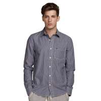 FUFM由你由我 男士格子纯棉长袖衬衫M11USS658(黑白格/L)