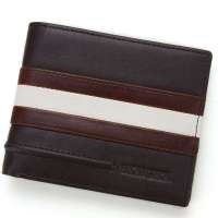 binger宾格条纹织带零钱包真皮男士商务经典300161黑色