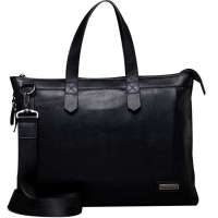 binger宾格头层摔纹牛皮横款公文包101063黑色