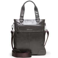 binger宾格 正品头层牛皮时尚简约大牌商务包120534烟灰色