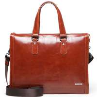 binger宾格 正品牛皮商务奢华大气男士手提包120544酒红色