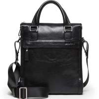 binger宾格 炫彩系列真皮时尚男式手提包 120282黑色