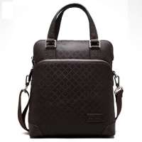 binger/宾格尊贵系列压花牛皮商务新款男式手提包101082咖啡色