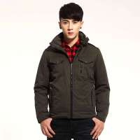 唐狮 男棉质立领藏帽夹克棉衣11141106200551206(橄榄绿XL)